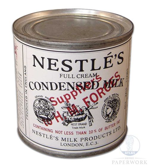 Reproduction Nestlé's Condensed Milk label - Atlas Repro Paperwork and Props
