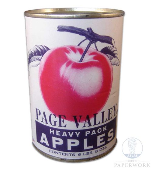 Front Reproduction 1930s wartime American Page Valley Apples label - Atlas Repro Paperwork and Props