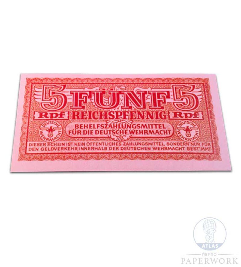 5 Reichspfennig Wehrmacht 1942 - Atlas Repro Paperwork & Props
