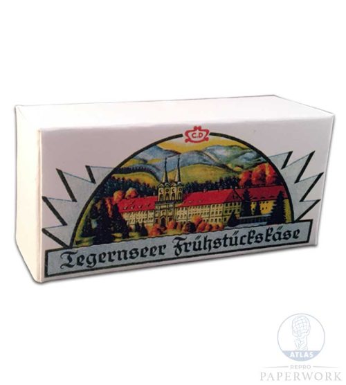 Reproduction wartime WW2 German Tegernseer Frühstückskäse Cheese box - Atlas Repro Paperwork and Props